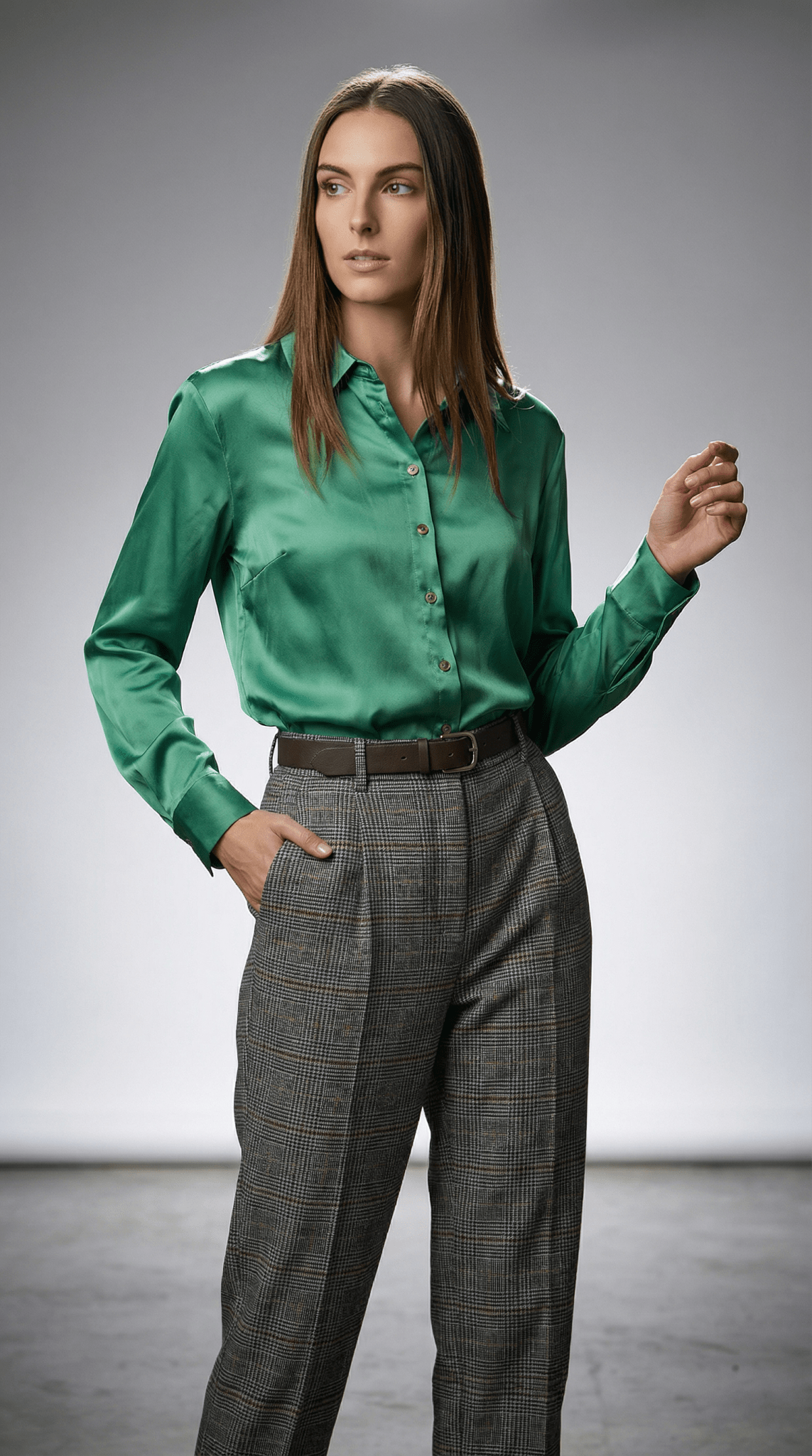 Camasă verde satinată cu luciu subtil - OK Lux. All rights reserved. - Shirts - 