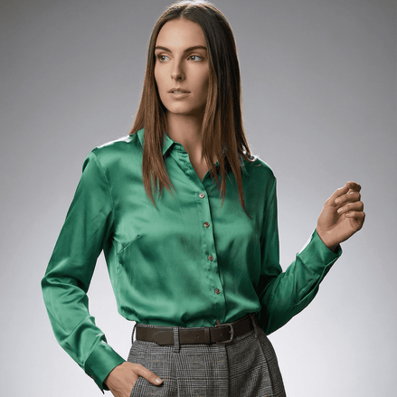 Camasă verde satinată cu luciu subtil - OK Lux. All rights reserved. - Shirts - 