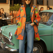 Cardigan Flower în A portocaliu - OK Lux. All rights reserved. - Cardigans - ORANGE - 