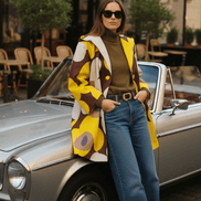 Cardigan galben lejer în formă de A - OK Lux. All rights reserved. - Cardigans - YELLOW - 