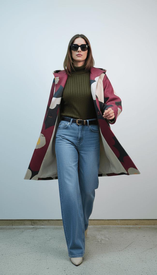 Cardigan grena fluid cu imprimeu floral - OK Lux. All rights reserved. - Cardigans - 