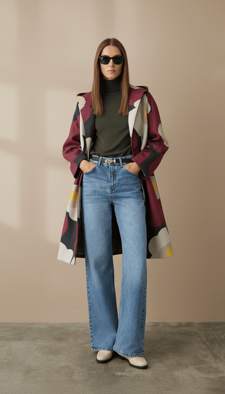 Cardigan grena fluid cu imprimeu floral - OK Lux. All rights reserved. - Cardigans - 