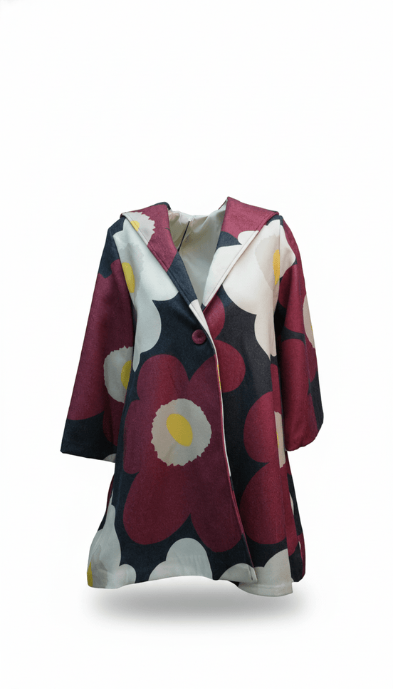 Cardigan grena fluid cu imprimeu floral - OK Lux. All rights reserved. - Cardigans - 