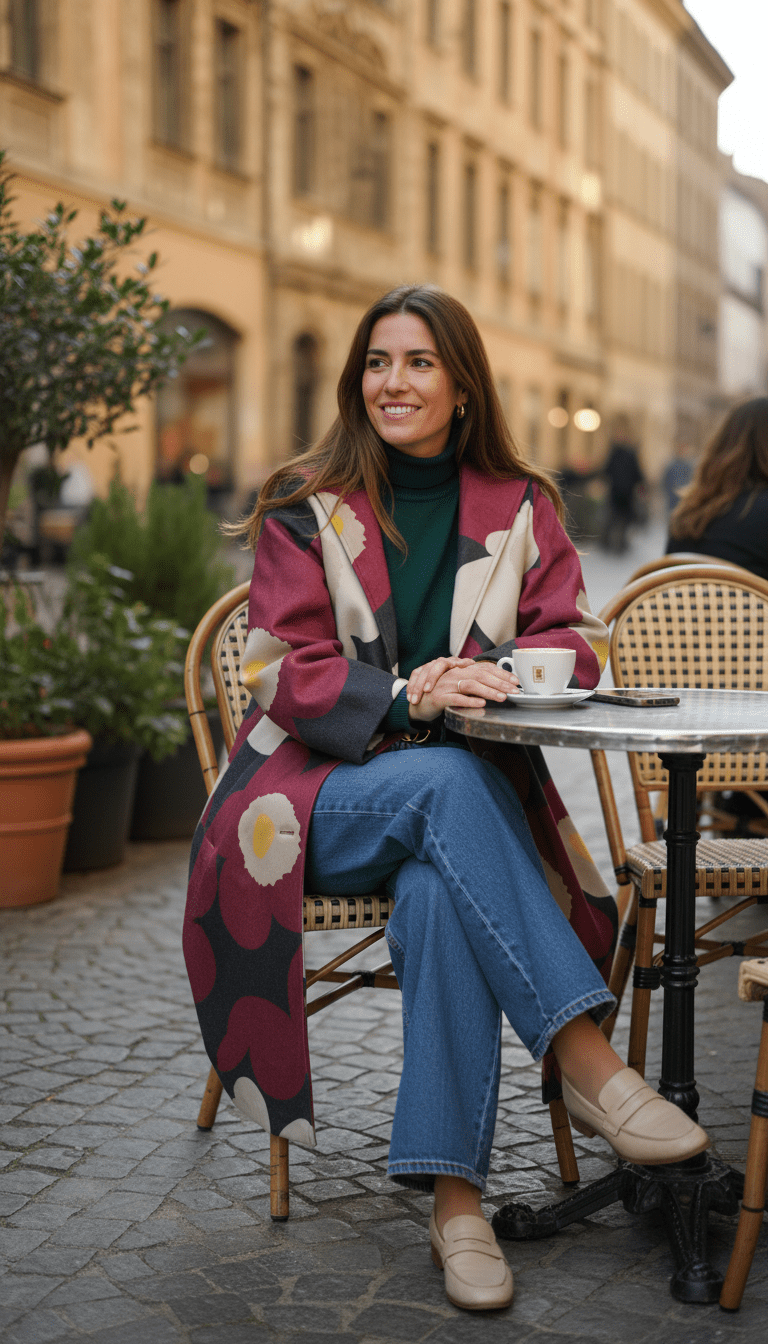 Cardigan grena fluid cu imprimeu floral - OK Lux. All rights reserved. - Cardigans - 