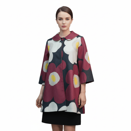 Cardigan grena fluid cu imprimeu floral - OK Lux. All rights reserved. - Cardigans - 