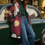 Cardigan grena fluid cu imprimeu floral - OK Lux. All rights reserved. - Cardigans - 