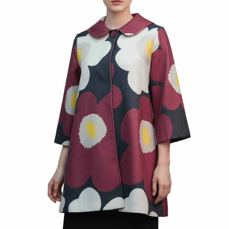 Cardigan grena fluid cu imprimeu floral - OK Lux. All rights reserved. - Cardigans - 