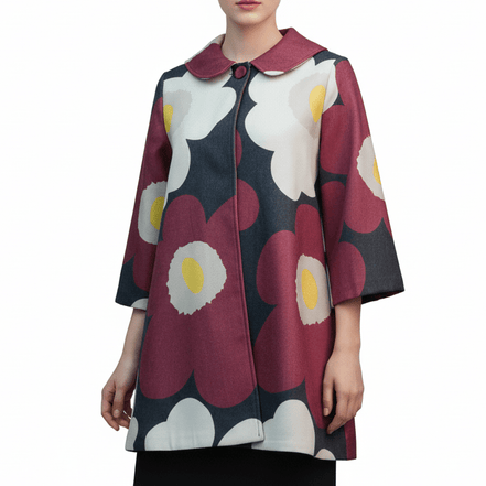 Cardigan grena fluid cu imprimeu floral - OK Lux. All rights reserved. - Cardigans - 