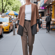 Cardigan maro ciocolatiu din piele ecologică - OK Lux. All rights reserved. - Cardigans - CHOCOLATE BROWN - 