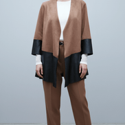 Cardigan maro ciocolatiu din piele ecologică - OK Lux. All rights reserved. - Cardigans - CHOCOLATE BROWN - 