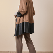 Cardigan maro ciocolatiu din piele ecologică - OK Lux. All rights reserved. - Cardigans - CHOCOLATE BROWN - 