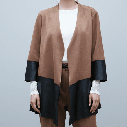 Cardigan maro ciocolatiu din piele ecologică - OK Lux. All rights reserved. - Cardigans - CHOCOLATE BROWN - 