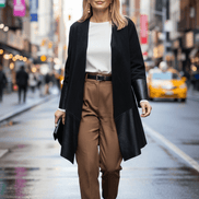 Cardigan negru elegant din piele ecologică - OK Lux. All rights reserved. - Cardigans - BLACK - 