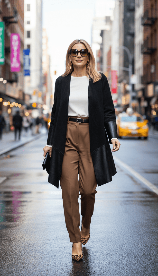 Cardigan negru elegant din piele ecologică - OK Lux. All rights reserved. - Cardigans - BLACK - 