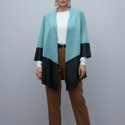 Cardigan turcoaz din piele ecologică fluidă - OK Lux. All rights reserved. - Cardigans - TURQUOISE - 