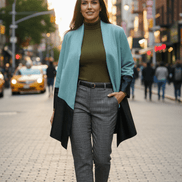 Cardigan turcoaz din piele ecologică fluidă - OK Lux. All rights reserved. - Cardigans - TURQUOISE - 