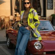 Cardigan verde fluid cu imprimeu floral - OK Lux. All rights reserved. - Cardigans - GREEN - 