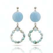Cercei acvamarin 20 mm si larimar 4 mm - OK Lux. All rights reserved. - Earrings - 8CM - 