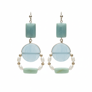 Cercei amazonit dreptunghiular 12 mm si acvamarin 20 mm - OK Lux. All rights reserved. - Earrings - 8 CM - 