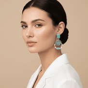 Cercei Amazonit Dreptunghiular 12mm și Acvamarin 20mm cu Argint 925 - Bijuterie Handmade Laura Stoica - OK Lux. All rights reserved. - Earrings - 8 CM - 