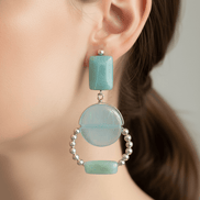 Cercei Amazonit Dreptunghiular 12mm și Acvamarin 20mm cu Argint 925 - Bijuterie Handmade Laura Stoica - OK Lux. All rights reserved. - Earrings - 8 CM - 