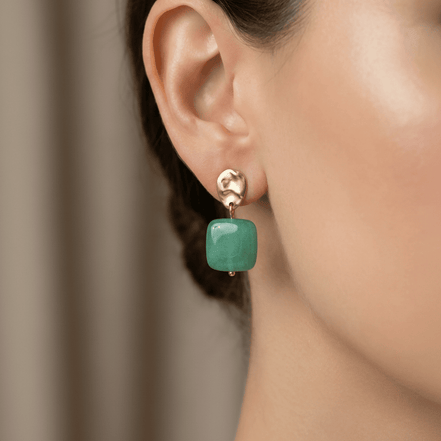 Cercei Amazonit Natural - Bijuterie Handmade Placată cu Aur - OK Lux. All rights reserved. - Earrings - 