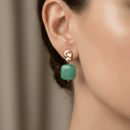 Cercei Amazonit Natural - Bijuterie Handmade Placată cu Aur - OK Lux. All rights reserved. - Earrings - 