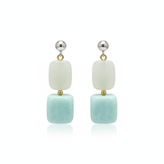 Cercei amazonit patrat 10 mm si jad 8 mm - OK Lux. All rights reserved. - Earrings - 3 CM - 