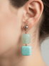 Cercei Amazonit Pătrat 10mm și Jad 8mm cu Oțel Inoxidabil - Bijuterie Handmade Laura Stoica - OK Lux. All rights reserved. - Earrings - 3 CM - 