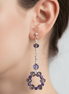Cercei Ametist și Cristale Ochi de Pisică 8cm cu Argint 925 - Bijuterie Handmade Laura Stoica - OK Lux. All rights reserved. - Earrings - 
