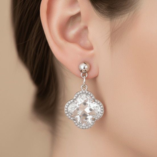 Cercei Cuarț Natural cu Tortițe din Argint 925 - Bijuterie Handmade Laura Stoica - OK Lux. All rights reserved. - Earrings - 2.8CM - 