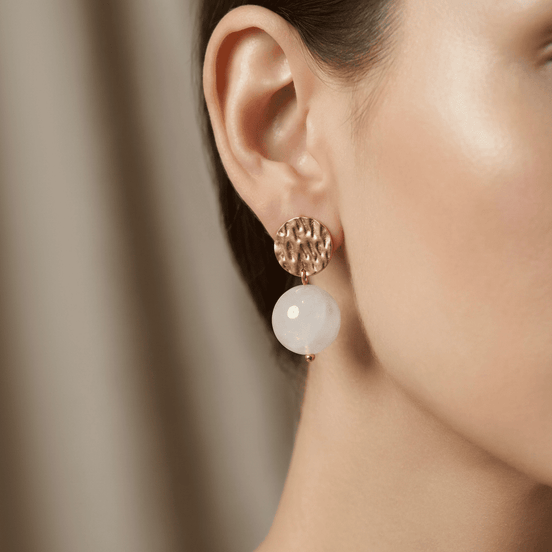 Cercei Cuarț Roz Natural - Bijuterie Handmade Placată cu Aur - OK Lux. All rights reserved. - Earrings - 