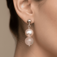 Cercei Cuarț Roz și Perle Naturale de Cultură cu Argint 925 - Bijuterie Handmade Laura Stoica - OK Lux. All rights reserved. - Earrings - 