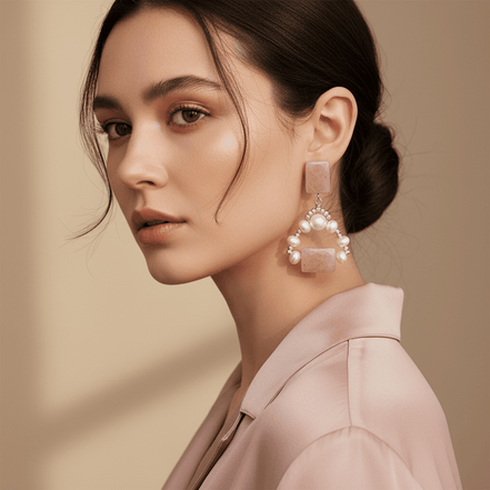 Cercei Cuarț Strawberry 12mm și Perle de Cultură 8mm cu Argint 925 - Bijuterie Handmade Laura Stoica - OK Lux. All rights reserved. - Earrings - 7.5 CM - 