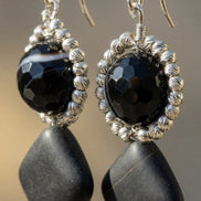 Cercei din agate dantelate si onix mat cu bilute si tortite din argint - OK Lux. All rights reserved. - Earrings - 