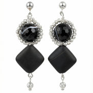 Cercei din agate dantelate si onix mat cu bilute si tortite din argint - OK Lux. All rights reserved. - Earrings - 