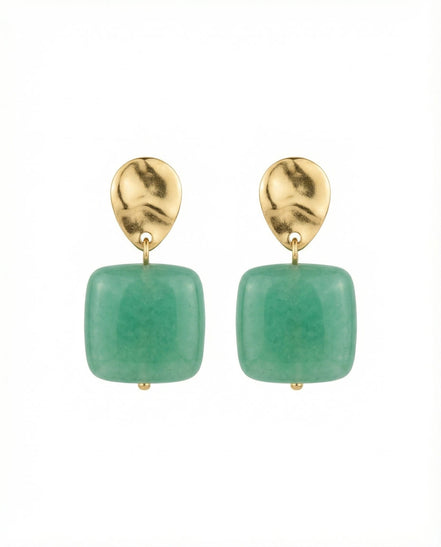 Cercei din amazonit cu tortite din otel placat cu aur - OK Lux. All rights reserved. - Earrings - 