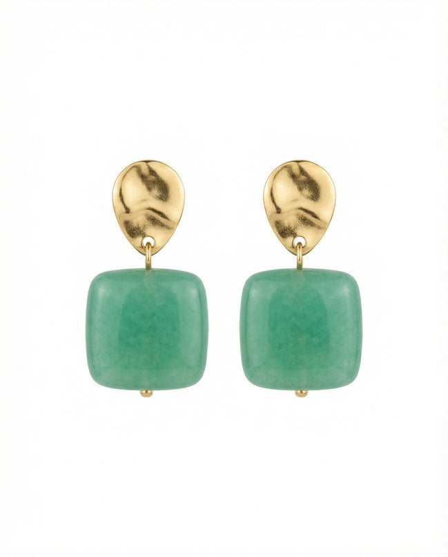 Cercei din amazonit cu tortite din otel placat cu aur - OK Lux. All rights reserved. - Earrings - 