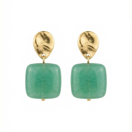 Cercei din amazonit cu tortite din otel placat cu aur - OK Lux. All rights reserved. - Earrings - 