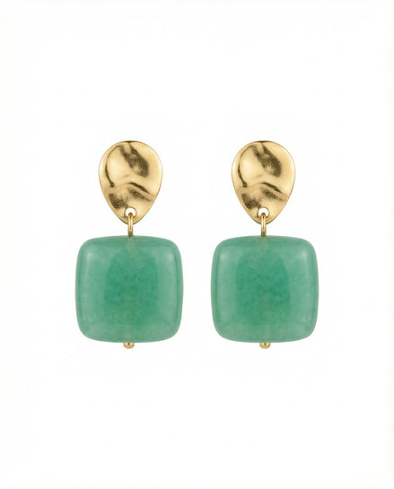 Cercei din amazonit cu tortite din otel placat cu aur - OK Lux. All rights reserved. - Earrings - 