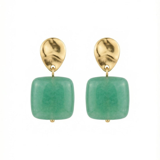 Cercei din amazonit cu tortite din otel placat cu aur - OK Lux. All rights reserved. - Earrings - 