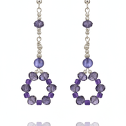 Cercei din argint 925 cu ametist, cristale ochi de pisică și design elegant de 8 cm - OK Lux. All rights reserved. - Earrings - 