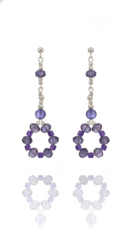 Cercei din argint 925 cu ametist, cristale ochi de pisică și design elegant de 8 cm - OK Lux. All rights reserved. - Earrings - 