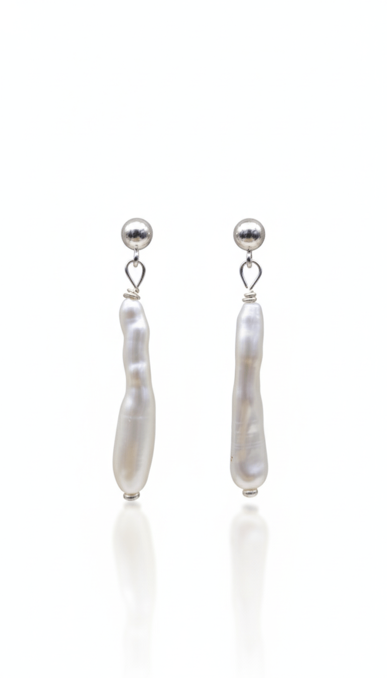 Cercei din argint 925 cu perle naturale Baroque de 4 cm - OK Lux. All rights reserved. - Earrings - 