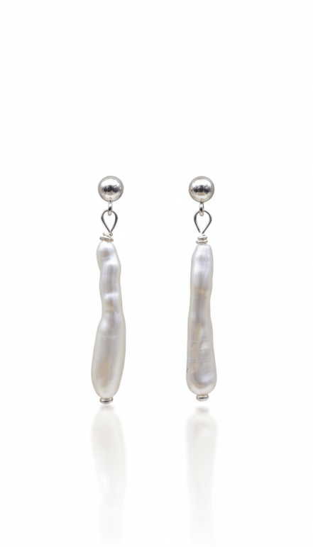 Cercei din argint 925 cu perle naturale Baroque de 4 cm - OK Lux. All rights reserved. - Earrings - 