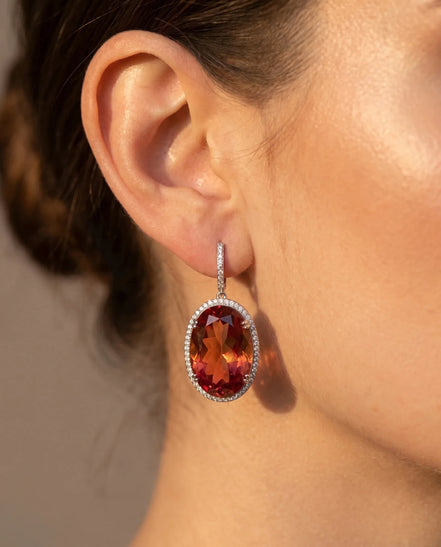 Cercei din argint 925 cu sultanit și zirconii - OK Lux. All rights reserved. - Earrings - 