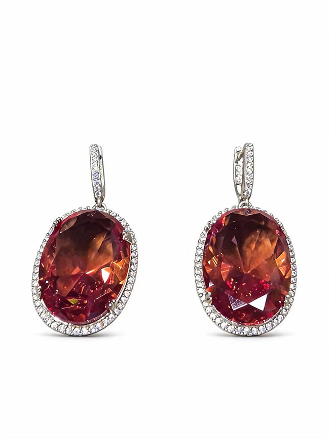 Cercei din argint 925 cu sultanit și zirconii - OK Lux. All rights reserved. - Earrings - 