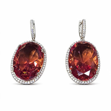 Cercei din argint 925 cu sultanit și zirconii - OK Lux. All rights reserved. - Earrings - 