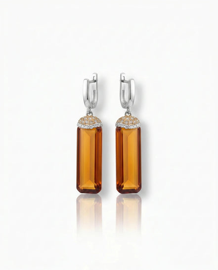 Cercei din argint 925 cu sultanit și zirconii - OK Lux. All rights reserved. - Earrings - 