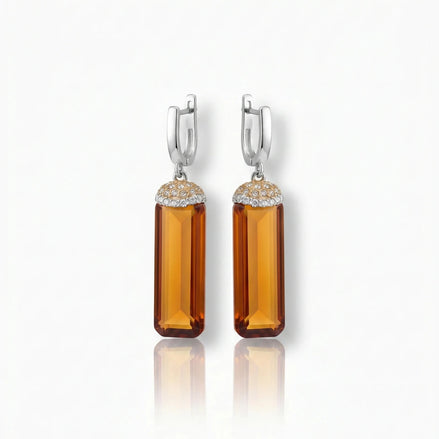 Cercei din argint 925 cu sultanit și zirconii - OK Lux. All rights reserved. - Earrings - 